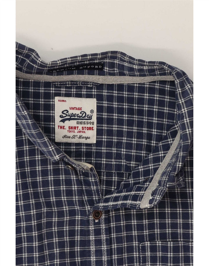 Camicia da uomo Superdry XL in cotone a quadretti blu navy