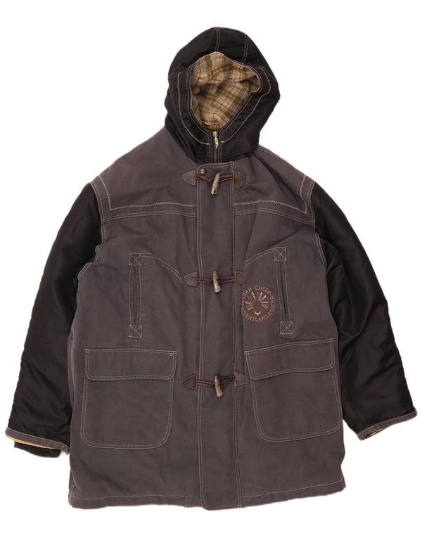 Montgomery con cappuccio da uomo VINTAGE UK 42 XL Cotone color block grigio