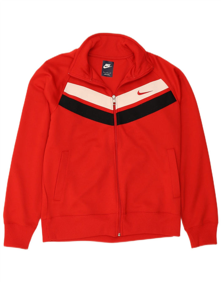 NIKE Mens Tracksuit Top Jacket Medium Red Colourblock Cotton
