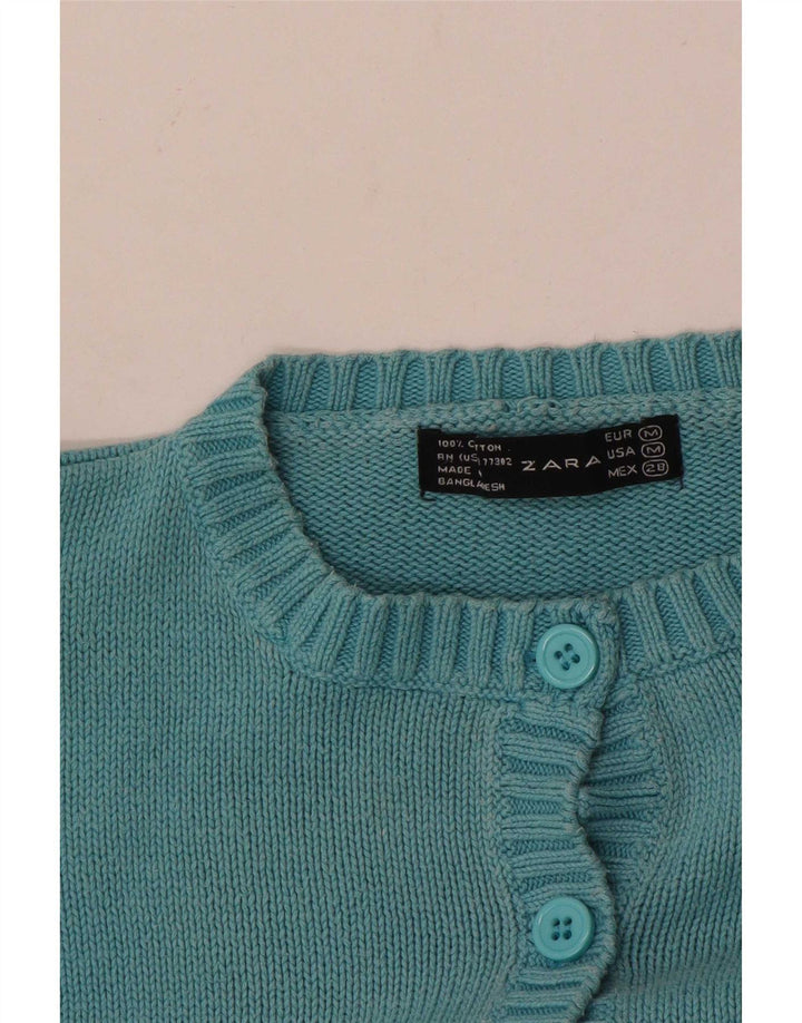 Maglione cardigan da donna Zara UK 12 cotone blu medio