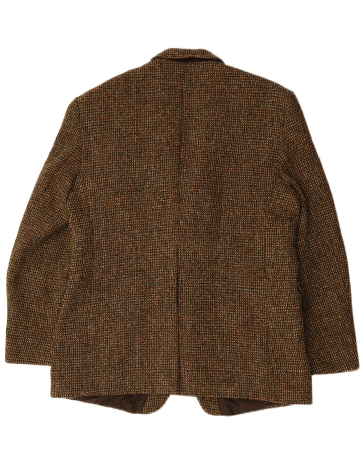 Giacca blazer a 2 bottoni da uomo Harris Tweed UK 46 3XL lana pied de poule verde