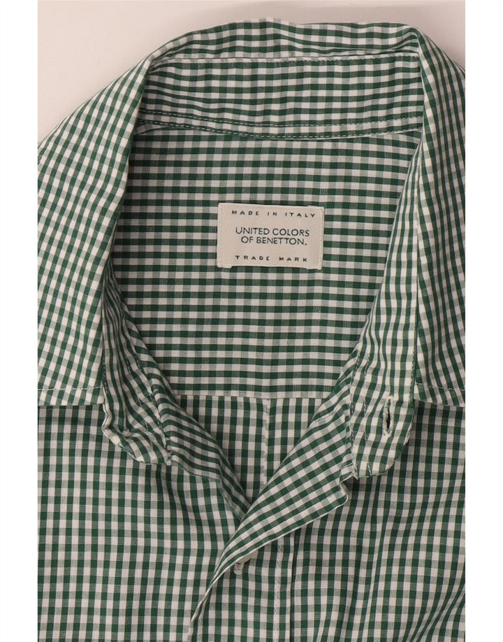 Camicia a maniche corte da uomo BENETTON grande a quadretti verdi