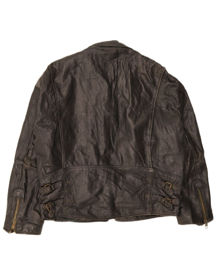 Giacca in pelle vintage da uomo UK 40 grande in pelle nera