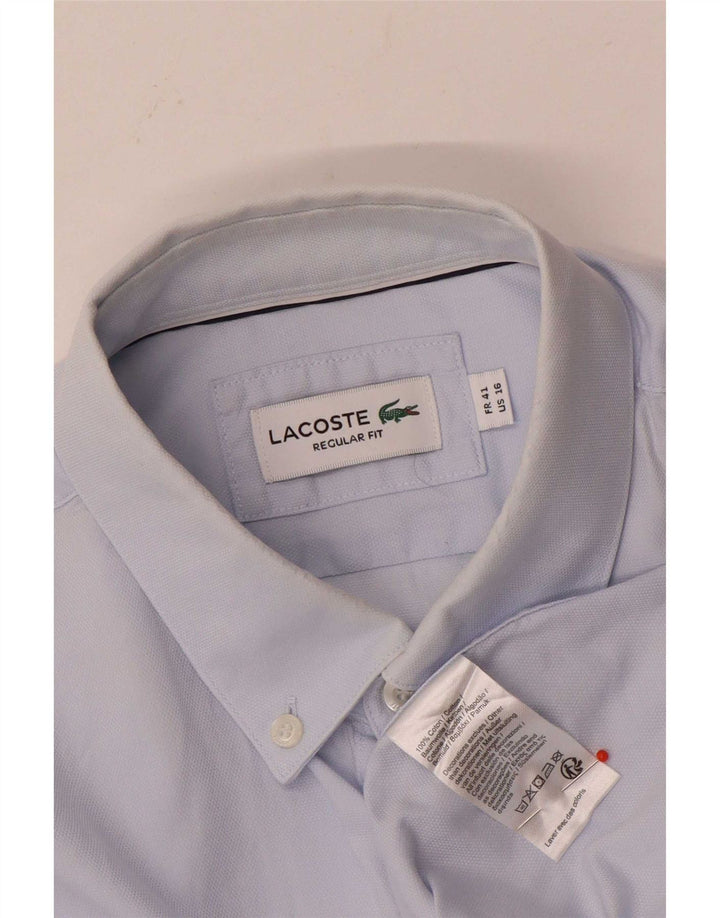 Camicia Lacoste da uomo vestibilità regolare TAGLIA 41 16 Grande cotone blu