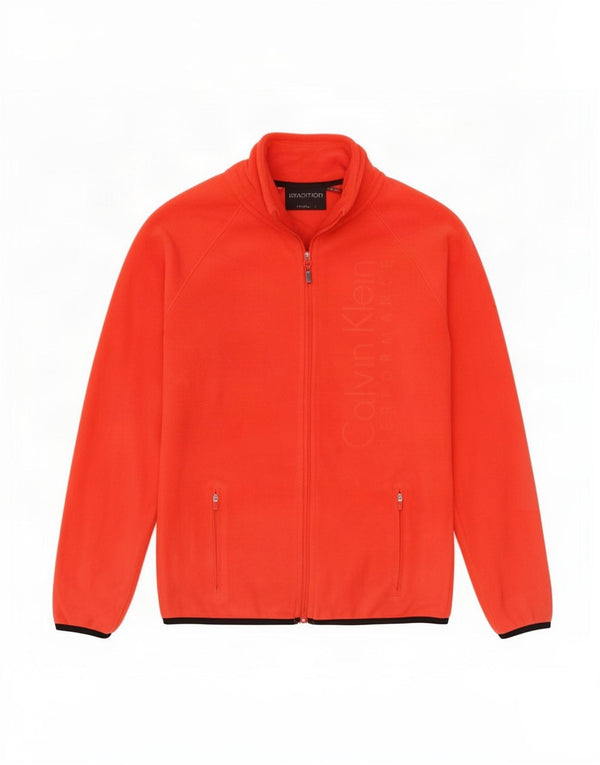 Giacca in pile grafica da donna Calvin Klein UK 14 poliestere rosso medio