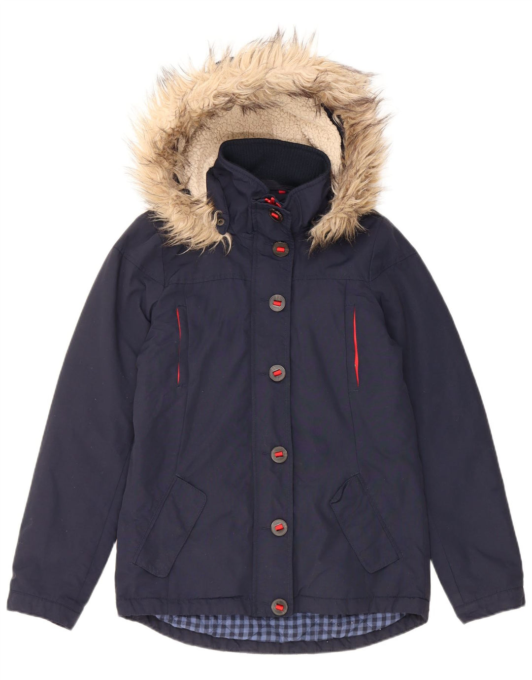 Giacca imbottita con cappuccio da donna Fat Face UK 8 piccola in nylon blu navy