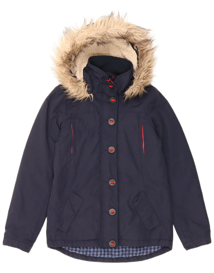 Giacca imbottita con cappuccio da donna Fat Face UK 8 piccola in nylon blu navy