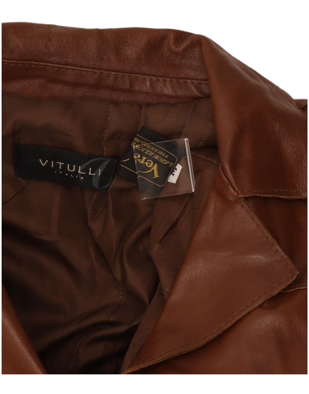 Giacca in pelle da donna vintage UK 12 in pelle marrone medio