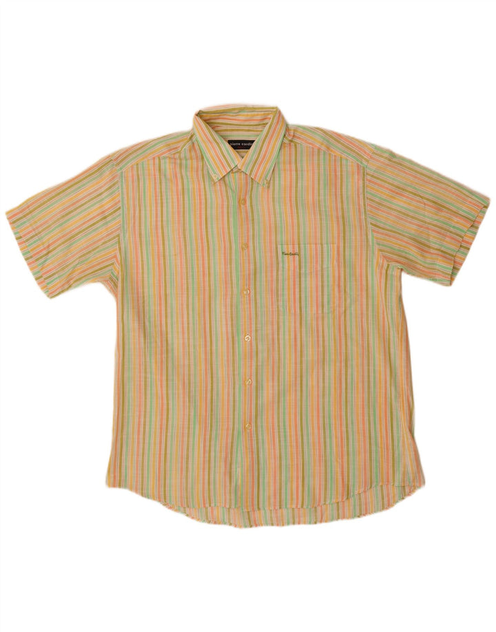 Camicia a maniche corte da uomo Pierre Cardin taglia 42 grande a righe multicolore