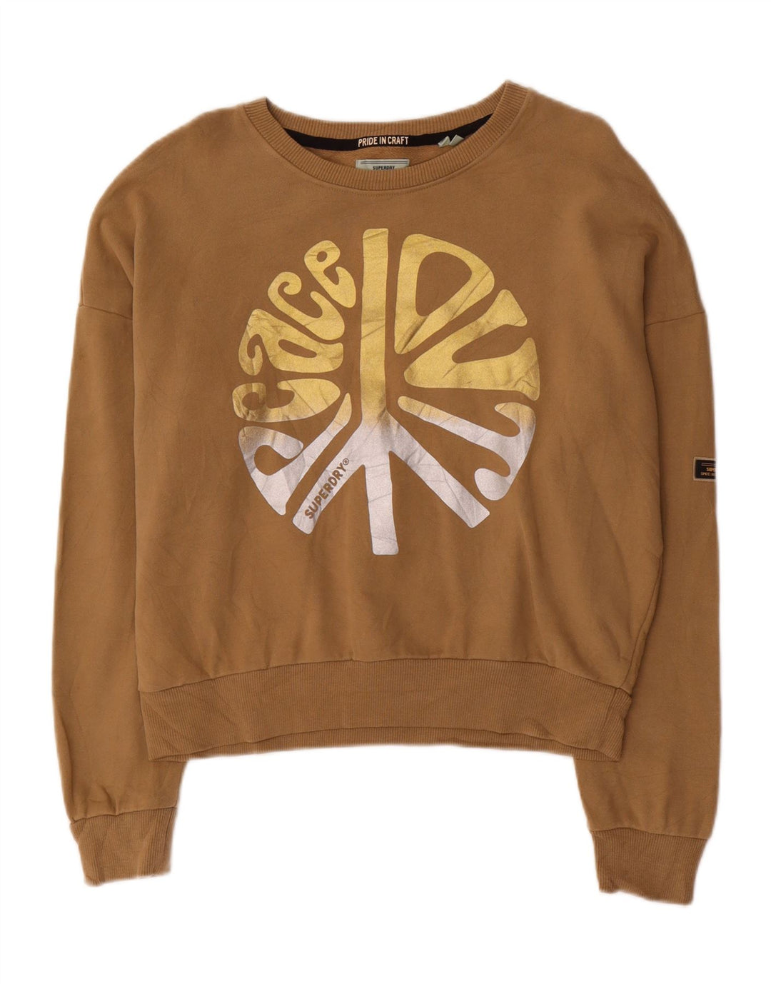 Felpa oversize con grafica da donna SUPERDRY UK 12 Marrone medio