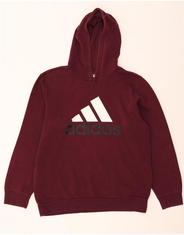 Felpa con cappuccio grafica da uomo Adidas grande in cotone bordeaux