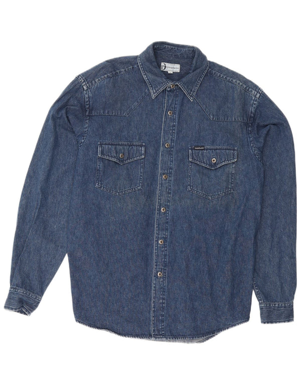 Camicia di jeans da uomo Sergio Tacchini in cotone blu navy medio