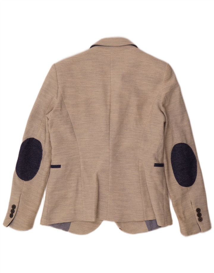 Giacca blazer a 1 bottone da donna Zara UK 12 Poliestere beige medio