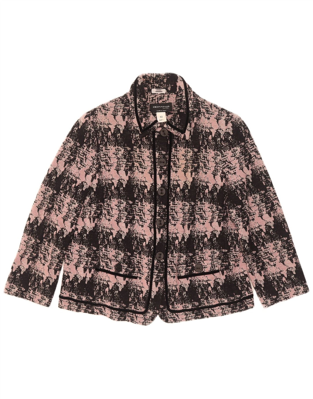 Giacca blazer a 5 bottoni da donna con motivo astratto Domina IT 52 2XL Lana rosa