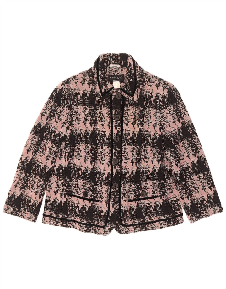 Giacca blazer a 5 bottoni da donna con motivo astratto Domina IT 52 2XL Lana rosa