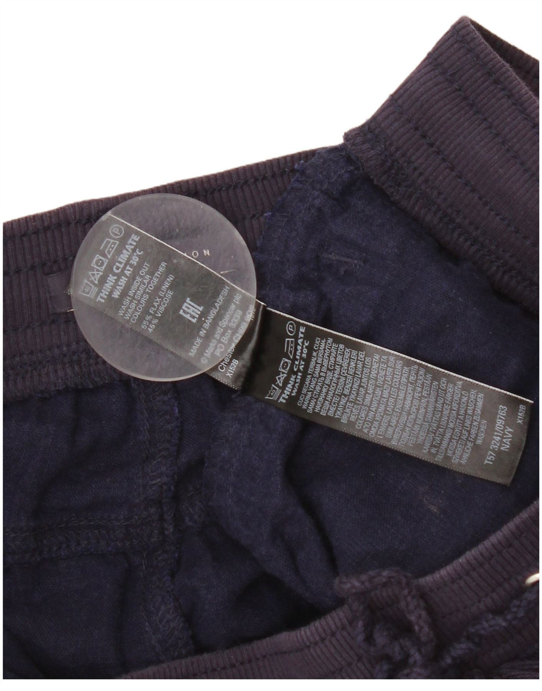 Pantaloncini chino da donna Marks & Spencer UK 12 medi W32 lino blu navy