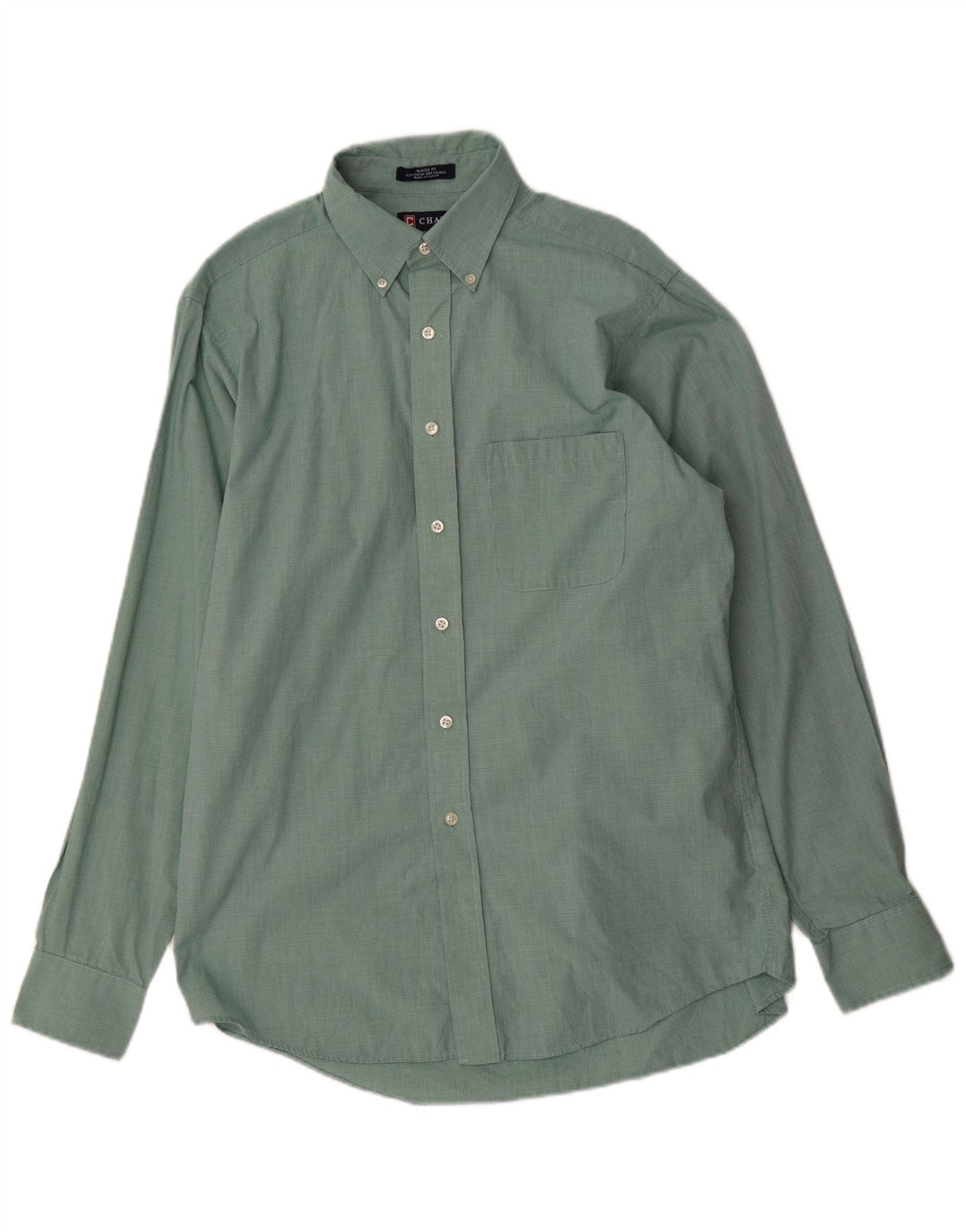 Camicia da uomo Chaps vestibilità classica taglia 15 1/2 cotone pied de poule verde medio