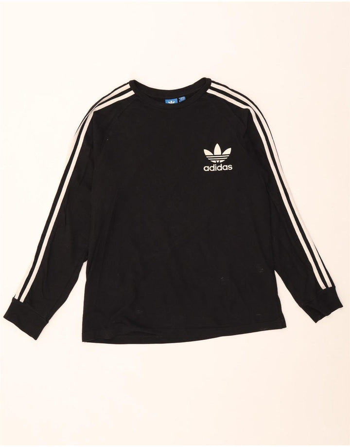 Top Adidas da uomo a maniche lunghe in cotone nero medio