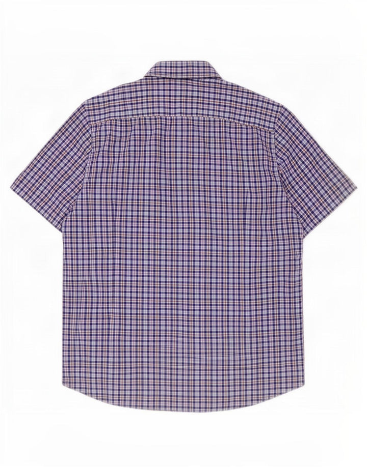 Ted Baker Camicia a maniche corte da uomo taglia 4 grande in cotone a quadretti blu