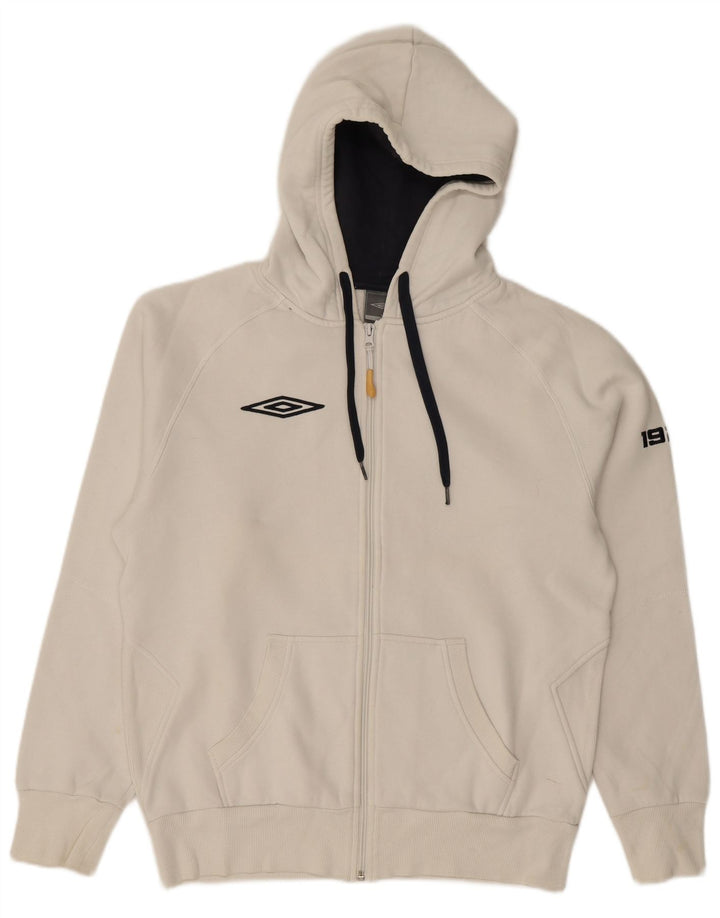 Maglione con cappuccio e zip da uomo UMBRO in cotone bianco medio