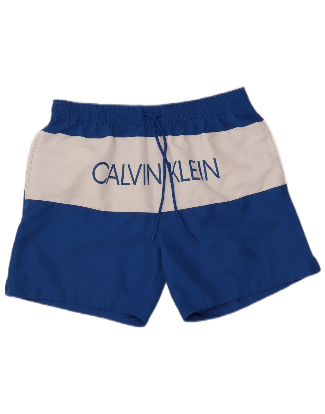 Pantaloncini da bagno grafici da uomo Calvin Klein grandi in poliestere color block blu