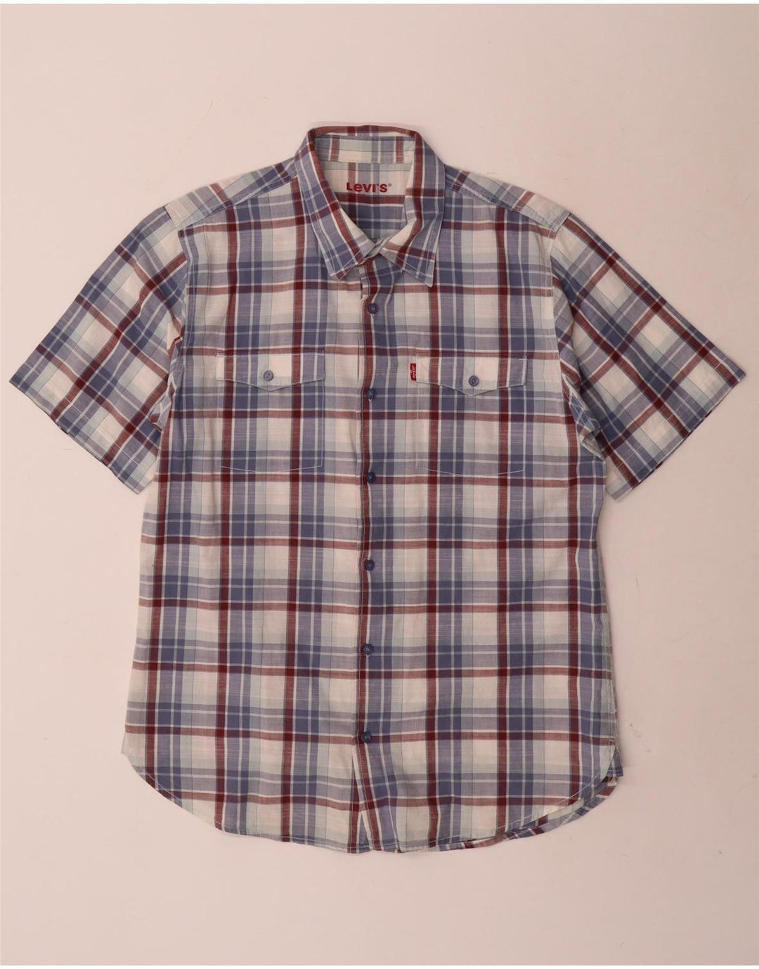 Levi's Camicia a maniche corte da uomo in cotone a quadri blu grandi