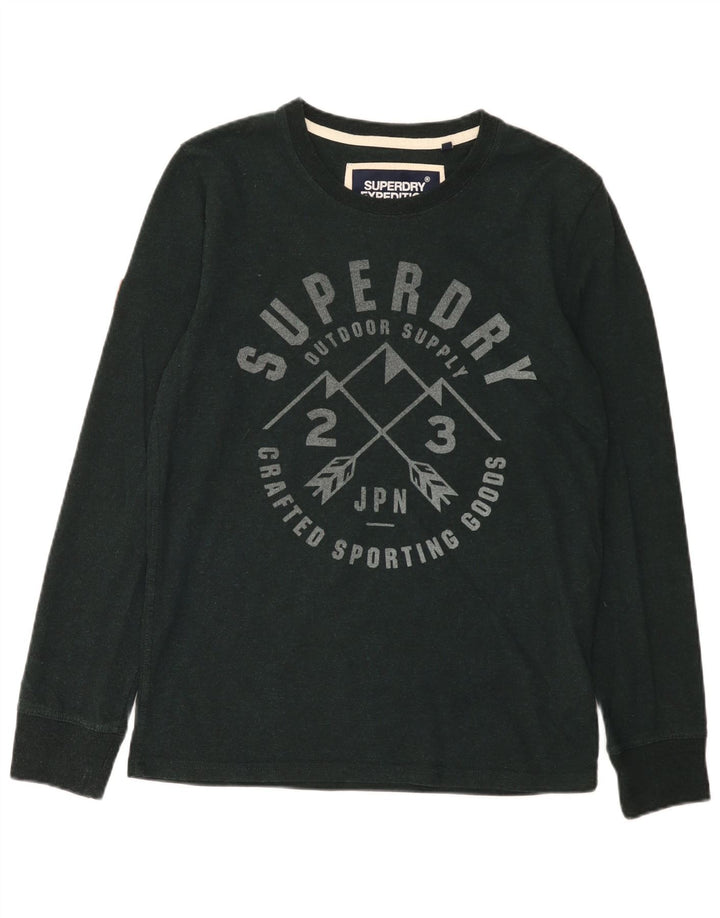 Top grafico da uomo Superdry a maniche lunghe XL in cotone verde