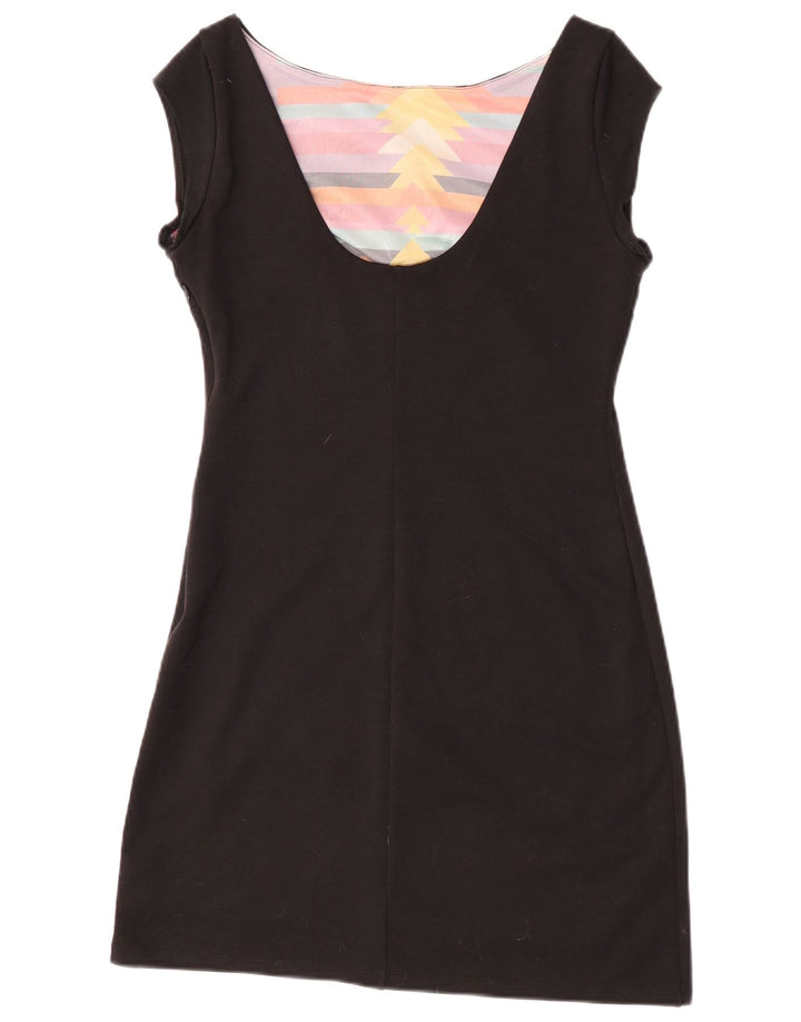 Desigual Abito a trapezio grafico da donna UK 14 Grande Nero geometrico