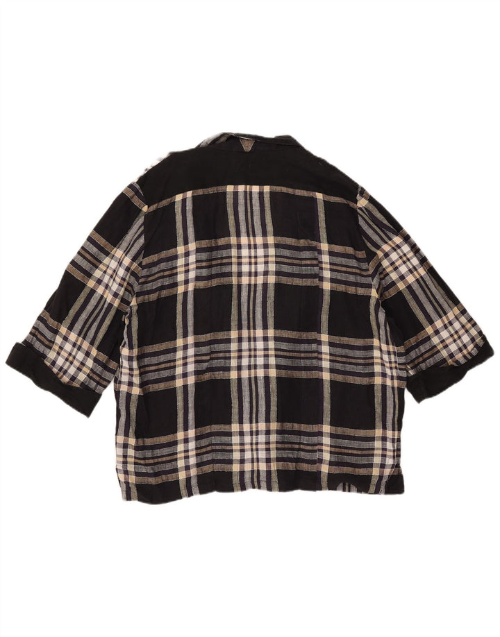 Giacca blazer vintage da donna a maniche corte a 1 bottone IT 44 scozzese medio nero
