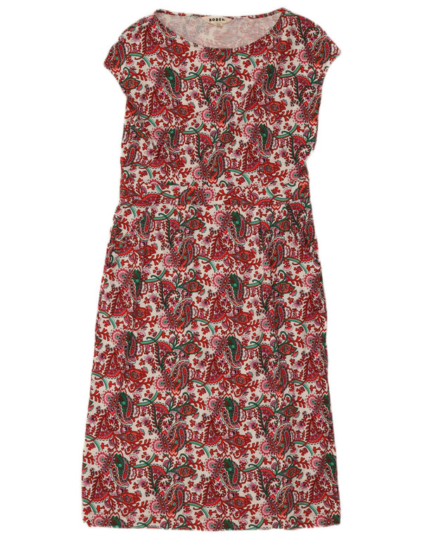 Abito lungo basic da donna Boden UK 14 Grande cotone Paisley rosso