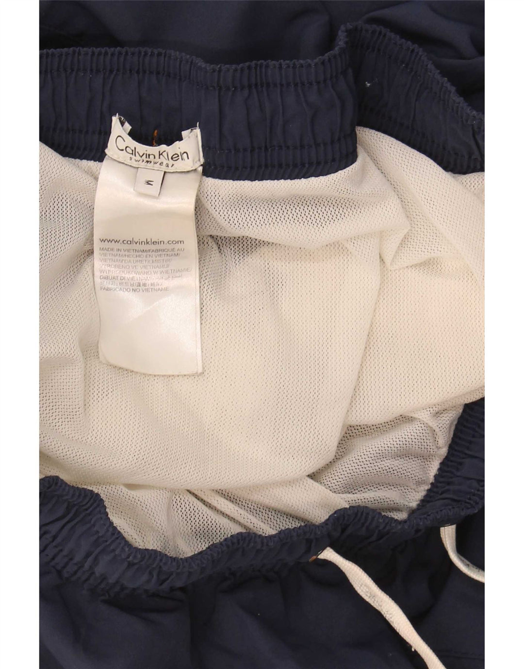 Pantaloncini da bagno grafici da uomo Calvin Klein a blocchi di colore blu navy medi