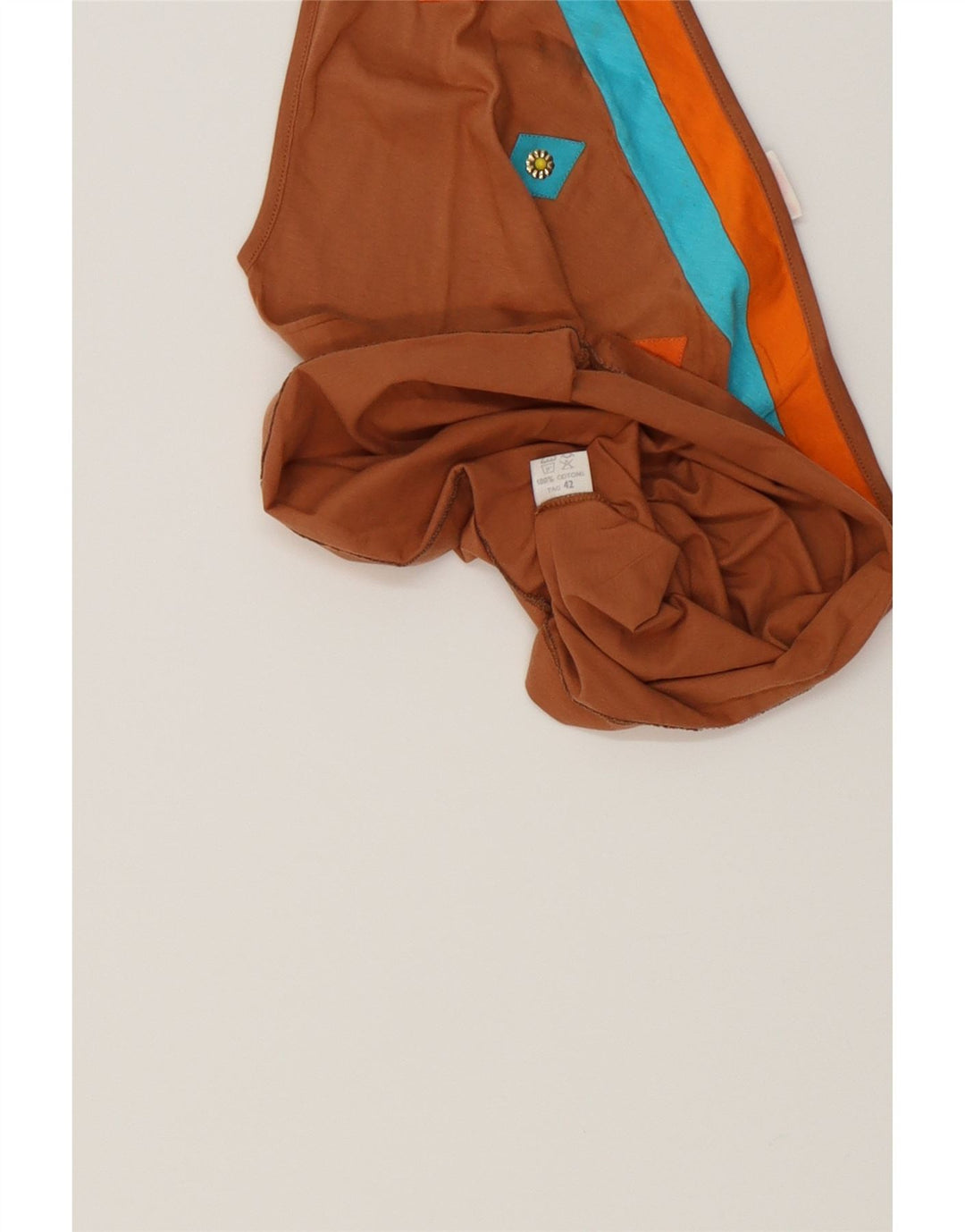 VINTAGE Womens One Shoulder Top IT 42 Medium Brown Cotton Vintage Vintage and Second-Hand Vintage from Messina Hembry 