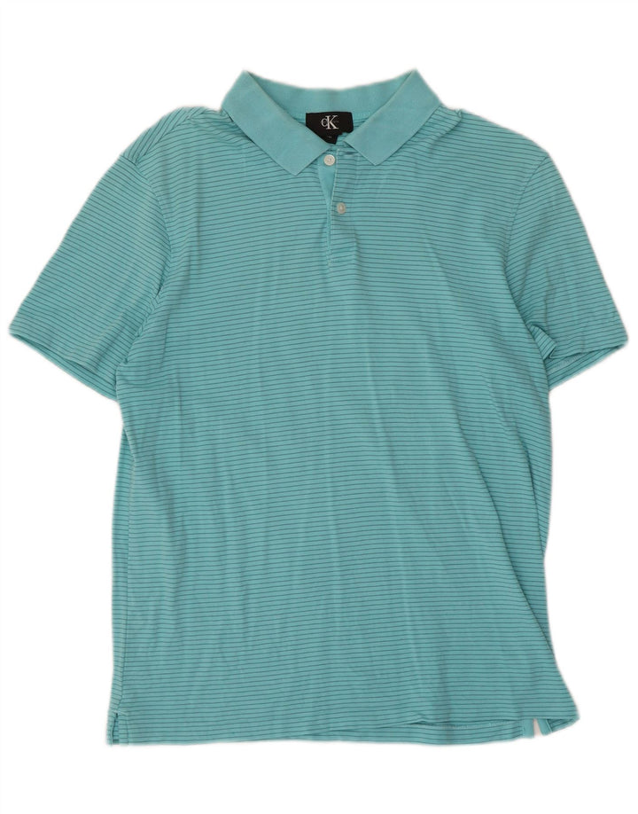 CALVIN KLEIN Polo Uomo Cotone Rigato Blu Medio