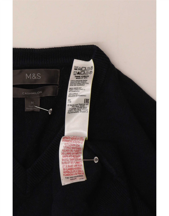 Maglione da uomo con scollo a V Marks & Spencer medio blu navy in acrilico