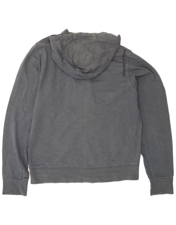 Maglione con cappuccio e zip grafica da uomo ADIDAS in cotone blu navy medio