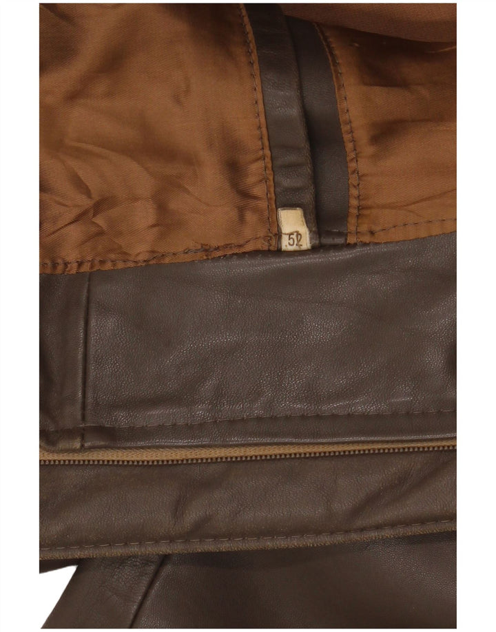 Giacca in pelle militare vintage da uomo IT 52 XL Marrone