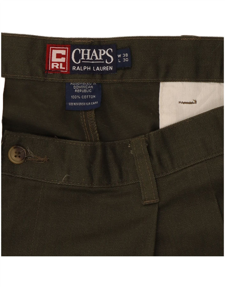 CHAPS RALPH LAUREN Pantaloni chino con pegging da uomo W38 L30 cotone kaki