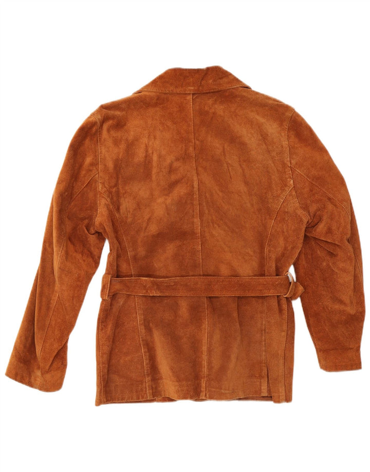 Giacca vintage in pelle scamosciata da donna UK 14 Marrone medio