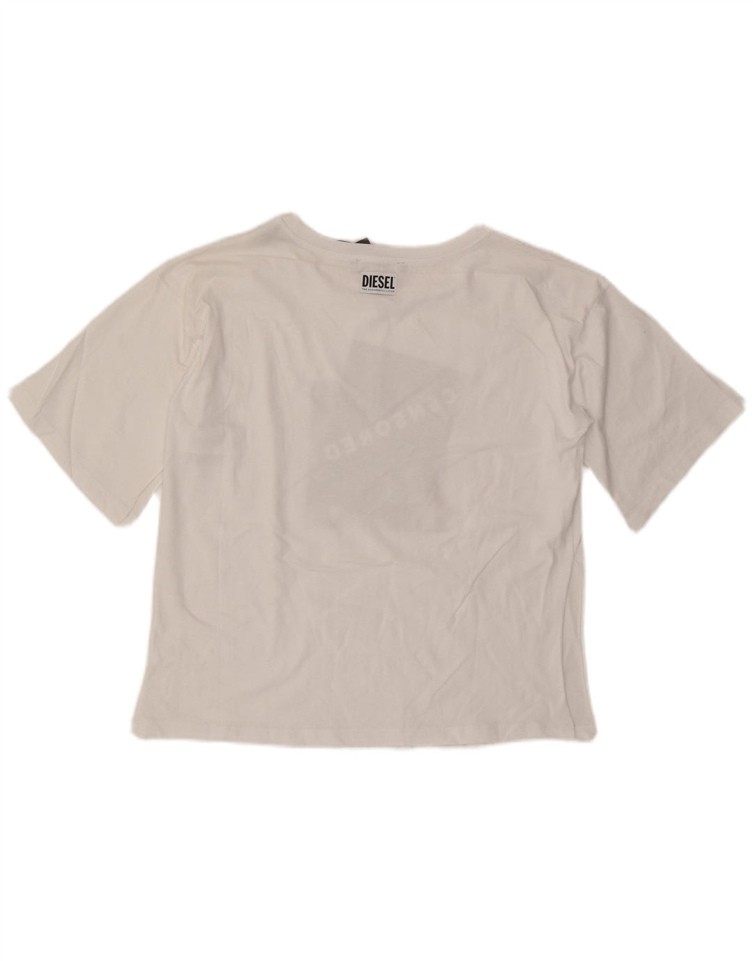 T-shirt grafica oversize da donna Diesel UK 10 piccola in cotone bianco