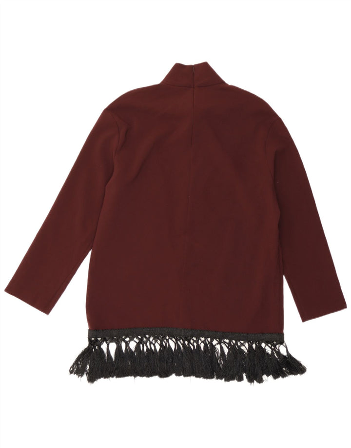 Top tunica a maniche lunghe da donna Zara UK 14 Borgogna medio