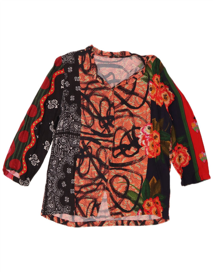 Desigual Camicetta da donna con maniche a 3/4 Top UK 18 XL Patchwork multicolore