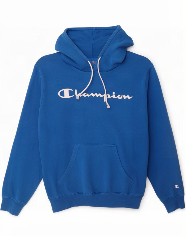 Maglione con cappuccio grafico da uomo Champion piccolo in cotone blu