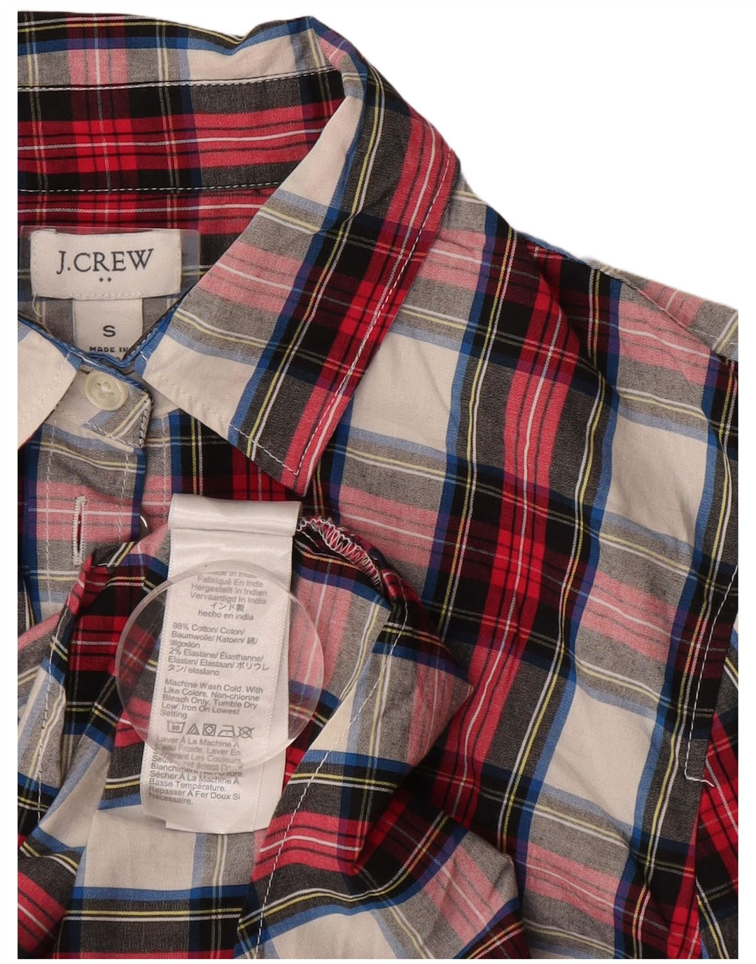 Camicia da donna J. Crew UK 10 piccolo cotone a quadri rossi