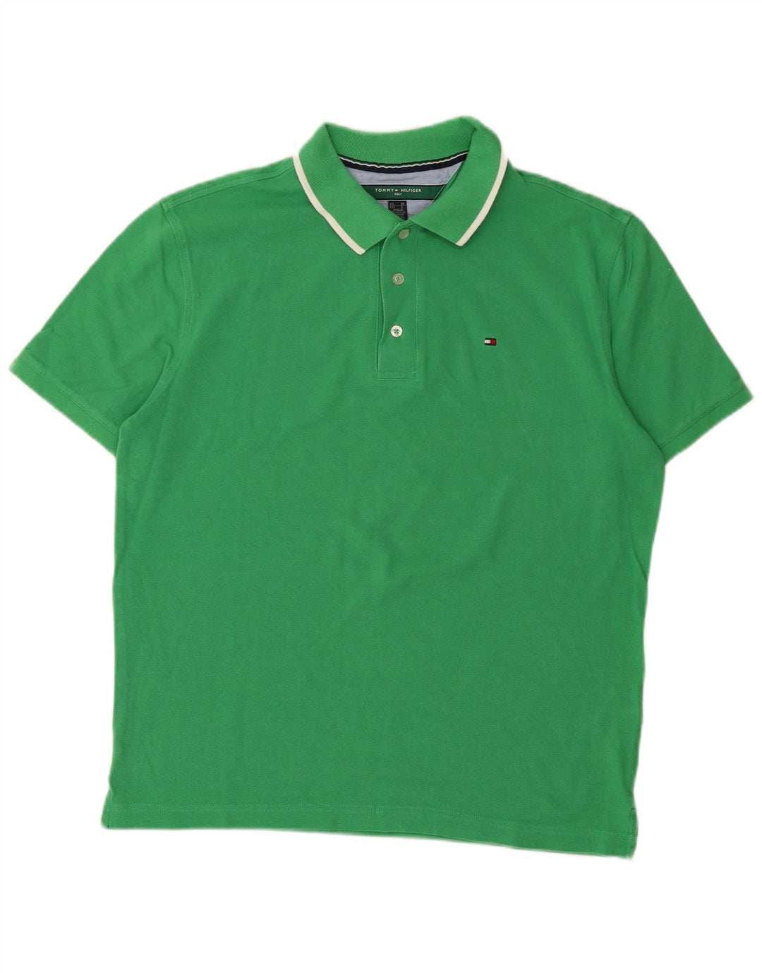 Polo da golf da uomo Tommy Hilfiger grande in cotone verde