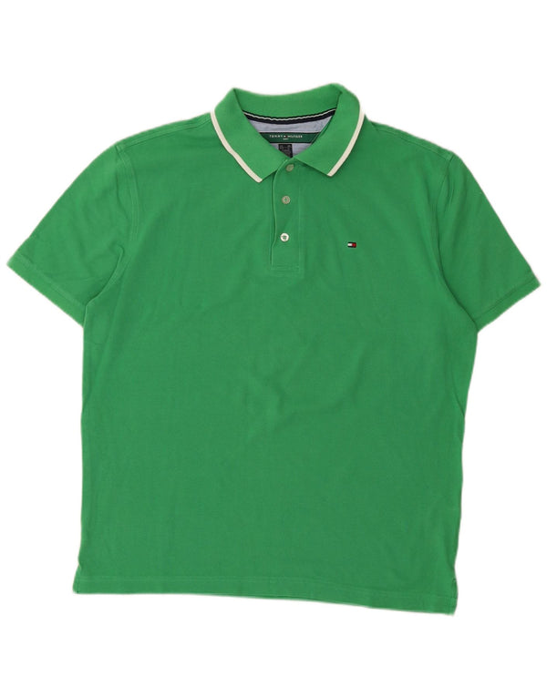 Polo da golf da uomo Tommy Hilfiger grande in cotone verde