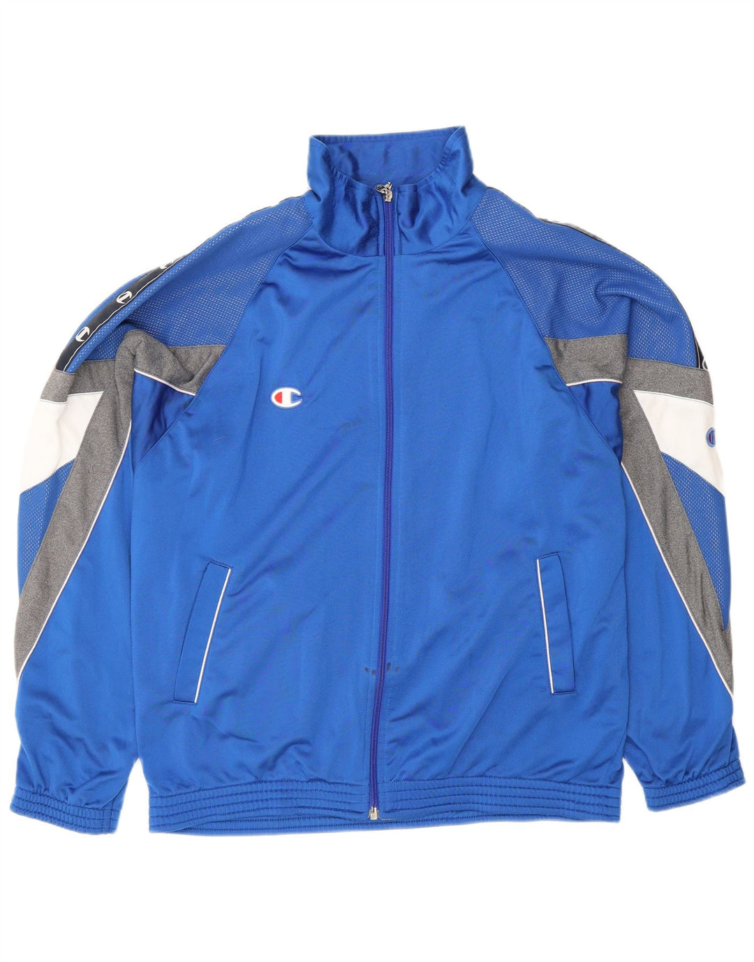 Giacca da tuta grafica da uomo Champion, grande, in poliestere color block blu