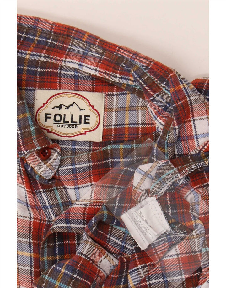 Camicia da uomo in flanella Follie in cotone a quadri rosso medio