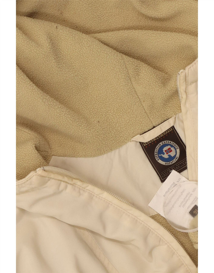 Giacca anorak con cappuccio grafico da ragazzo NAPAPIJRI 15-16 anni in nylon beige