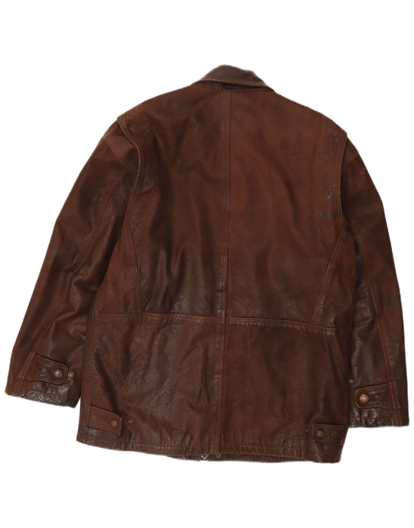 Vali Collection Mens Leather Jacket UK 40 Large Brown Leather