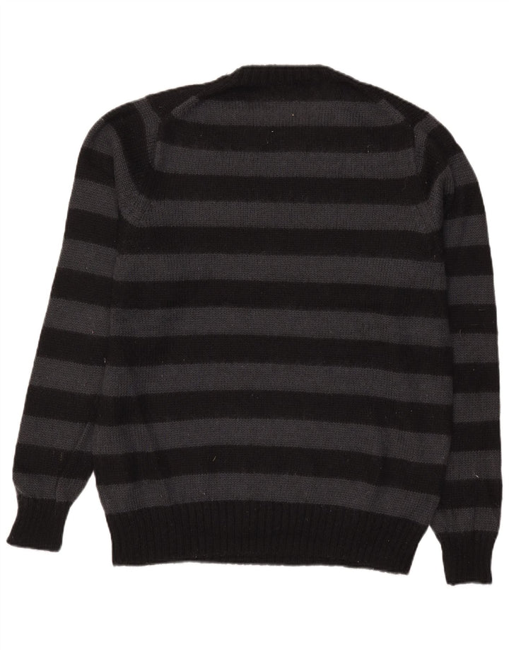 Maglione da uomo Marks & Spencer con zip autografa, maglione a righe nere medie